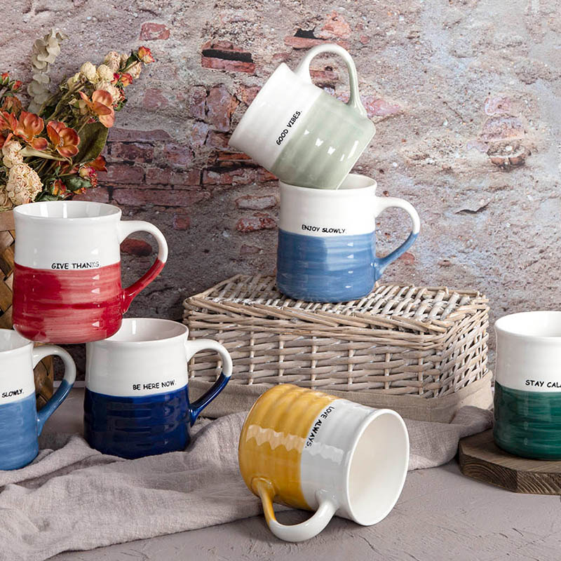 20oz/560ml New Bone China Mug With Embossing And Silk Screen Printing