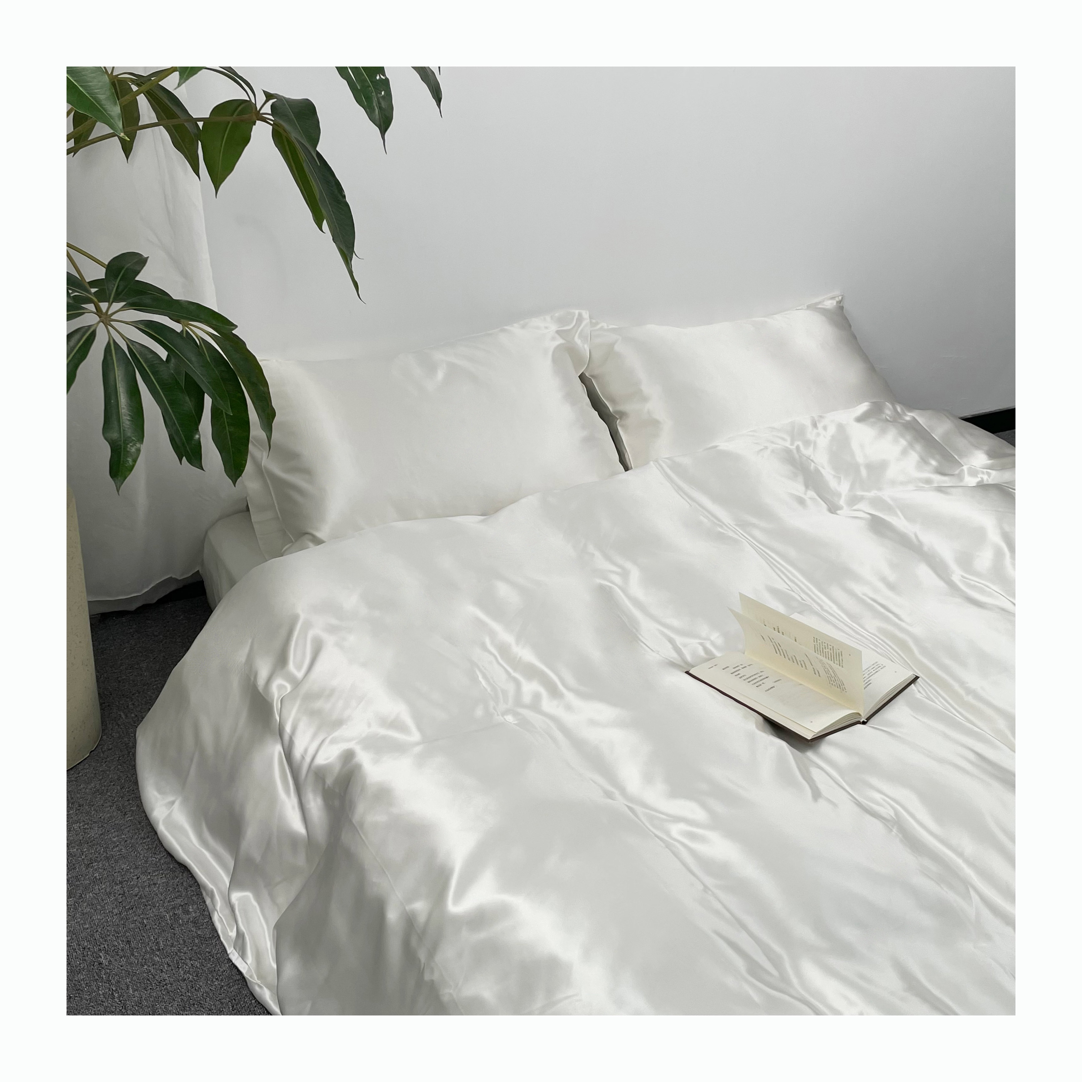 Custom 22 momme nature mulberry silk sheet bedding set satin 4 pcs bed sheet set mulberry silk