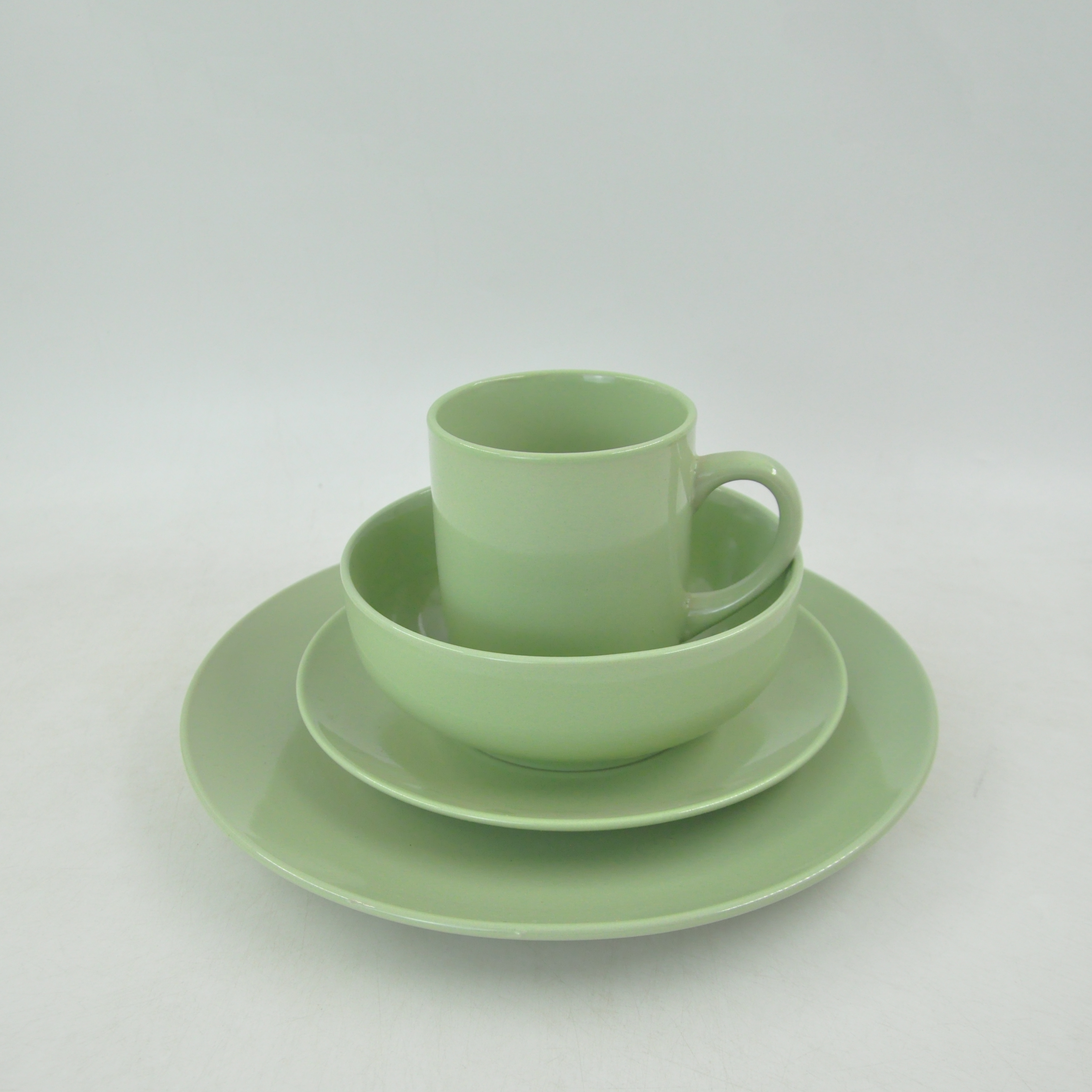 European style Home Soho Green Color Glazed Stoneware Dinnerware Sets