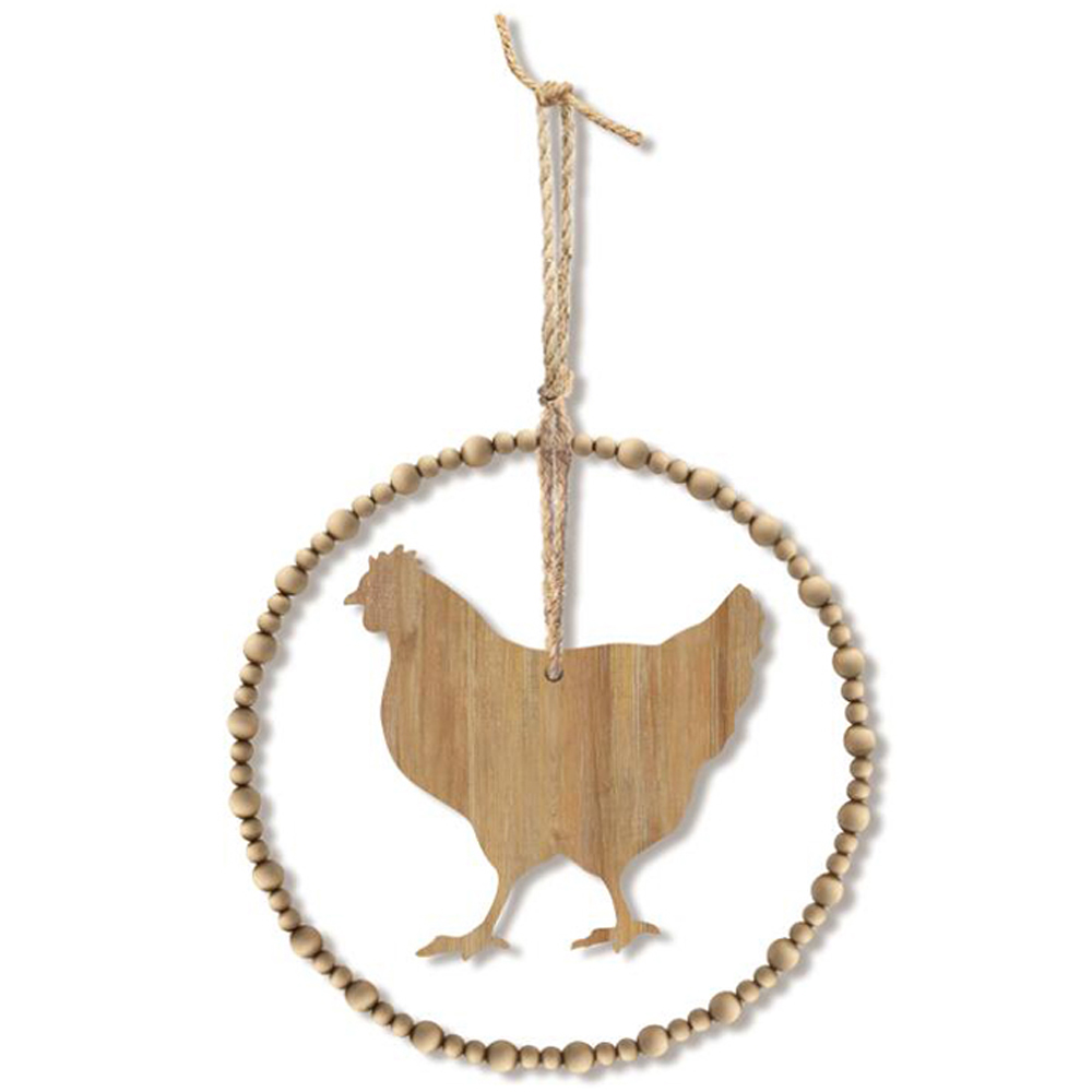 New Design Home Decor Wooden Sign Animals Cow Pig Chicken Farmhouse Decor with wood bead ring