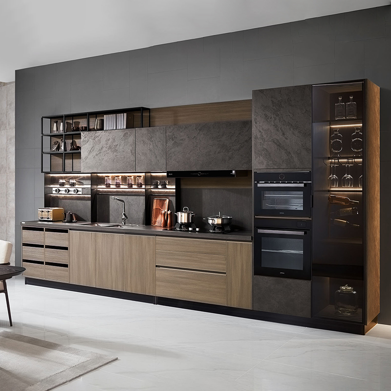 Modern Wooden Gray Kitchen Cabinet PLCC21113