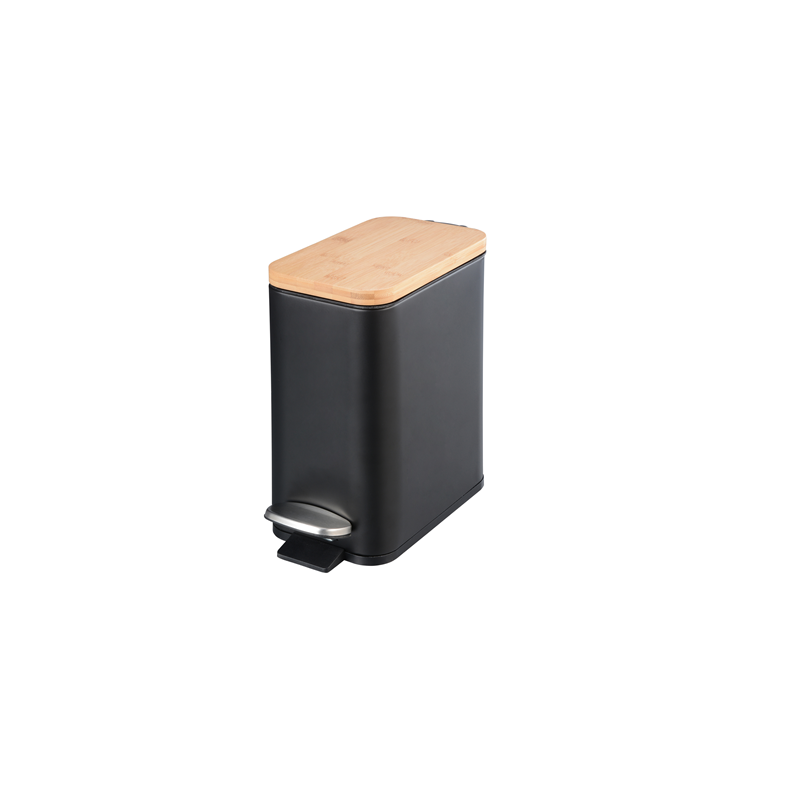5L rectangular bamboo pedal bin
