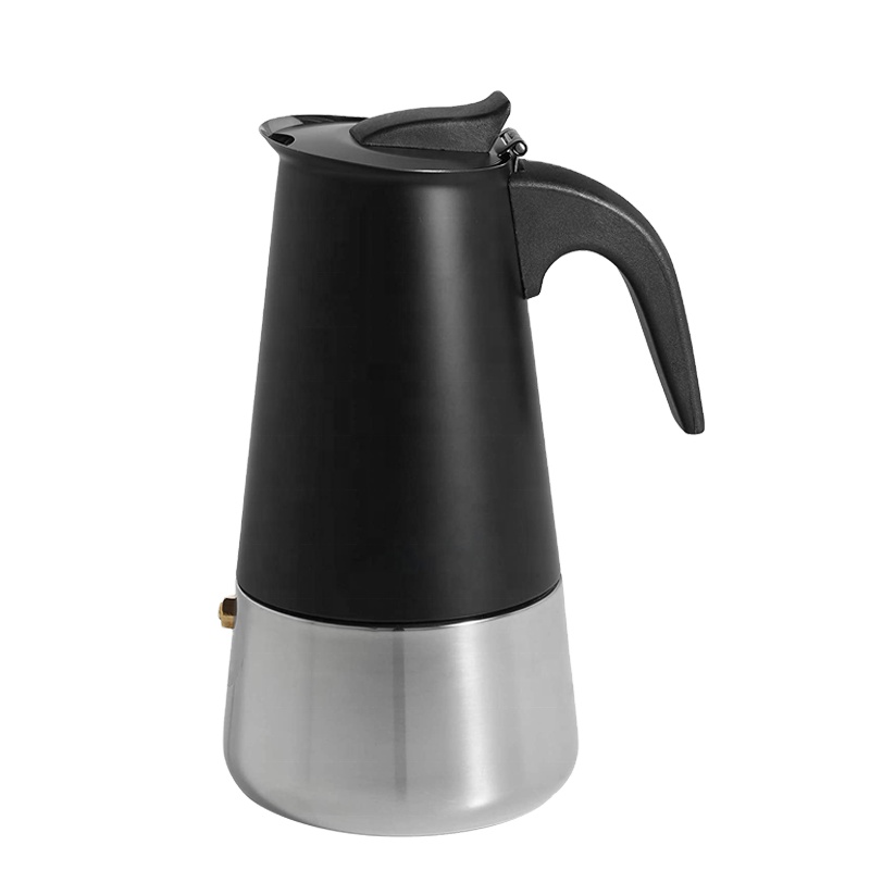 Black silk matte painted stainless steel moka pot