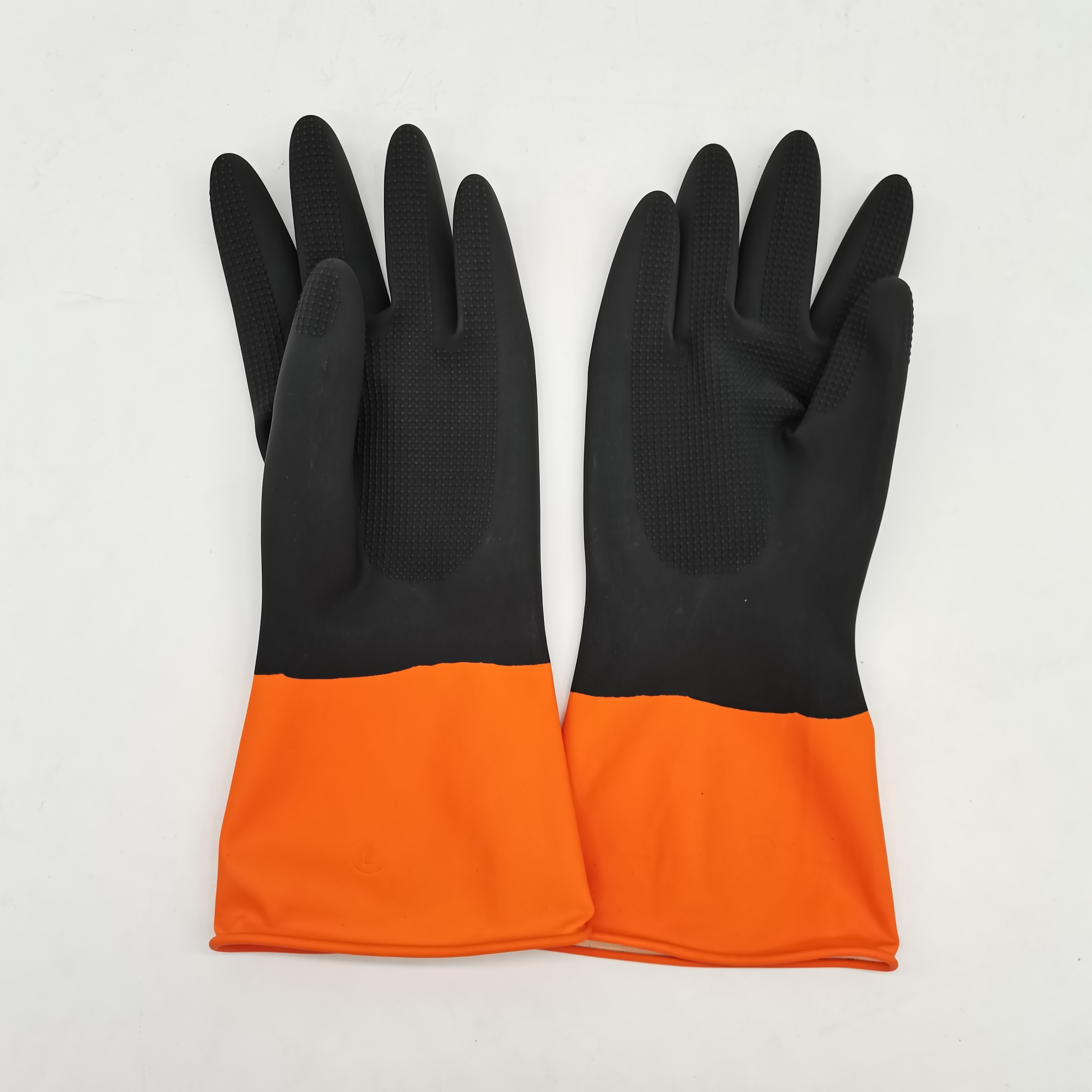 CE certified bi-color diamond grip industrial chemical resistant latex gloves for safety work