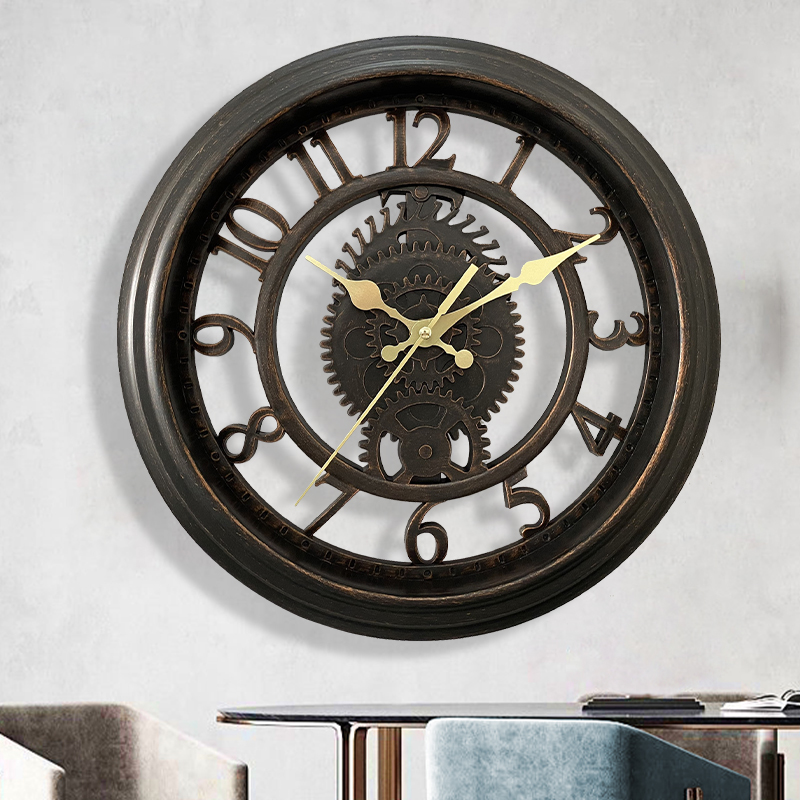 Antique Customised Wall Clock Gift Imitated Metal Industrial Plastic Decorative Wall Sticker