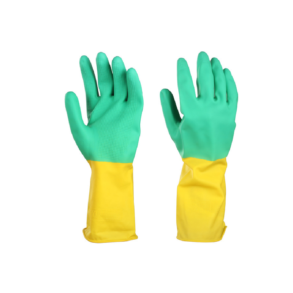 Xingli bi-color diamond grip light industrial latex chemical resistant gloves for safety work
