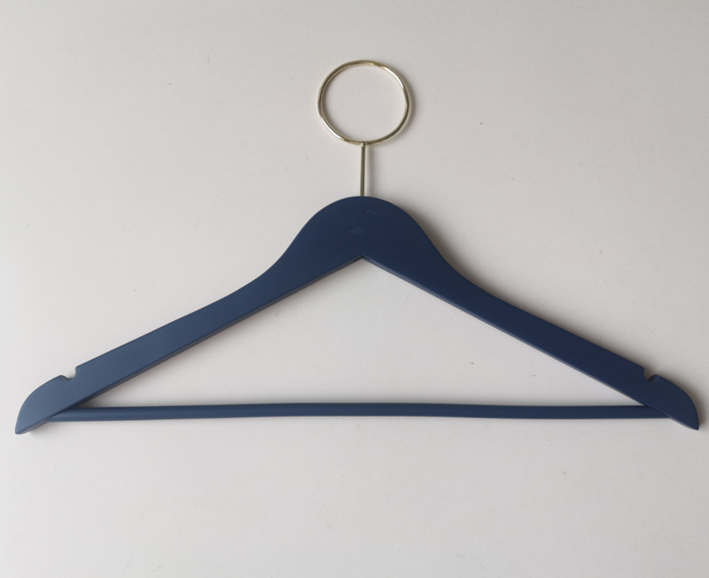 blue anti-theft natural wooden hanger