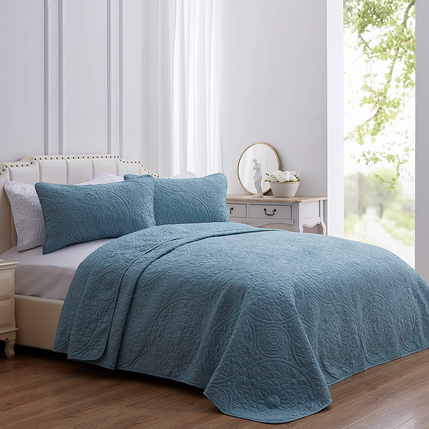 Summer Quilt 100% Cotton Bed Cover Set Embroidered Indian Bedspread Set