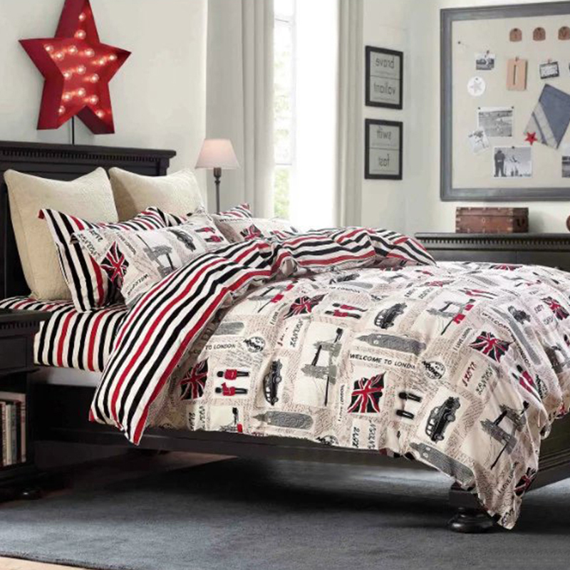 Patter print bed set wholesale print duvet cover set double bed sheet