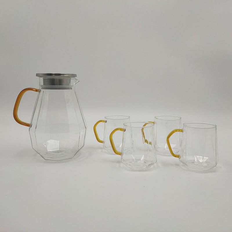 Glass water jug and glass mug
