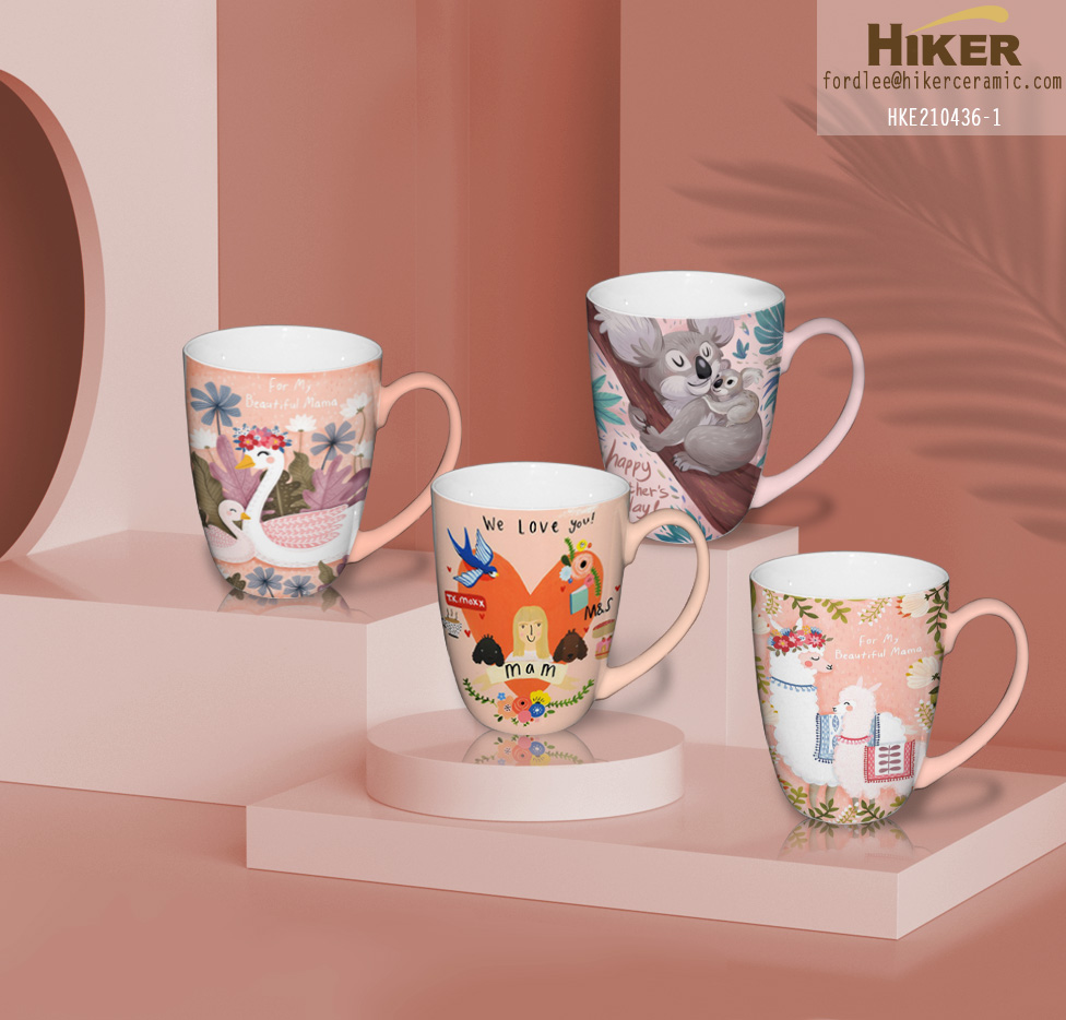 13oz Porcelain Bullet Mug with Long Handle Pink