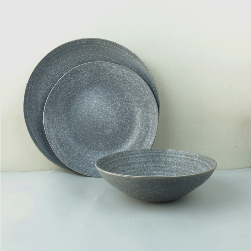 Nordic matt reactive color glaze dinnerware set 11 inch big round dinner plate side plates american ceramic plates big soup bowl