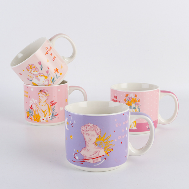 18 oz hand painted new bone china decal mug - A,B,C,D