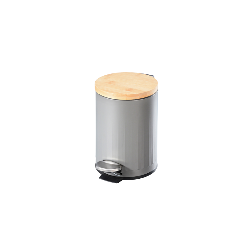 Bamboo lid pedal bin