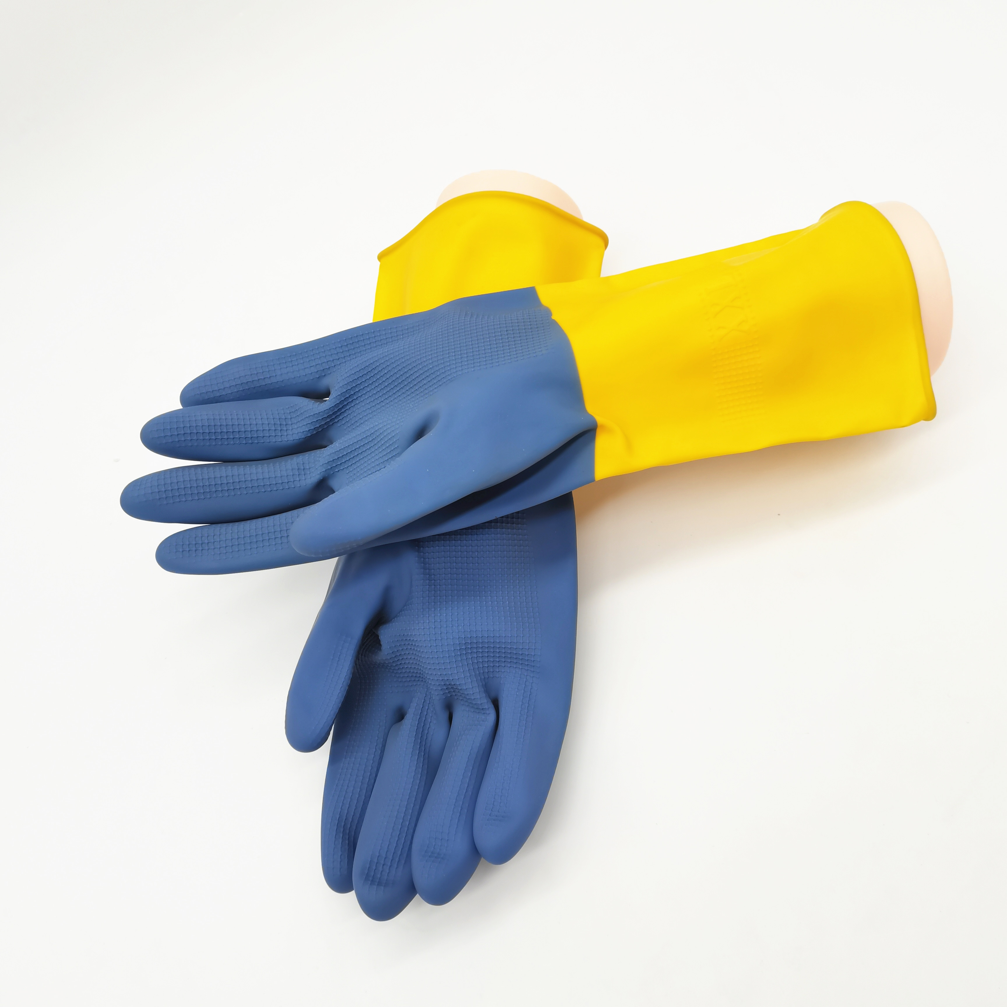 Xingli bi-color diamond grip light industrial latex gloves for safety anti chemical gloves