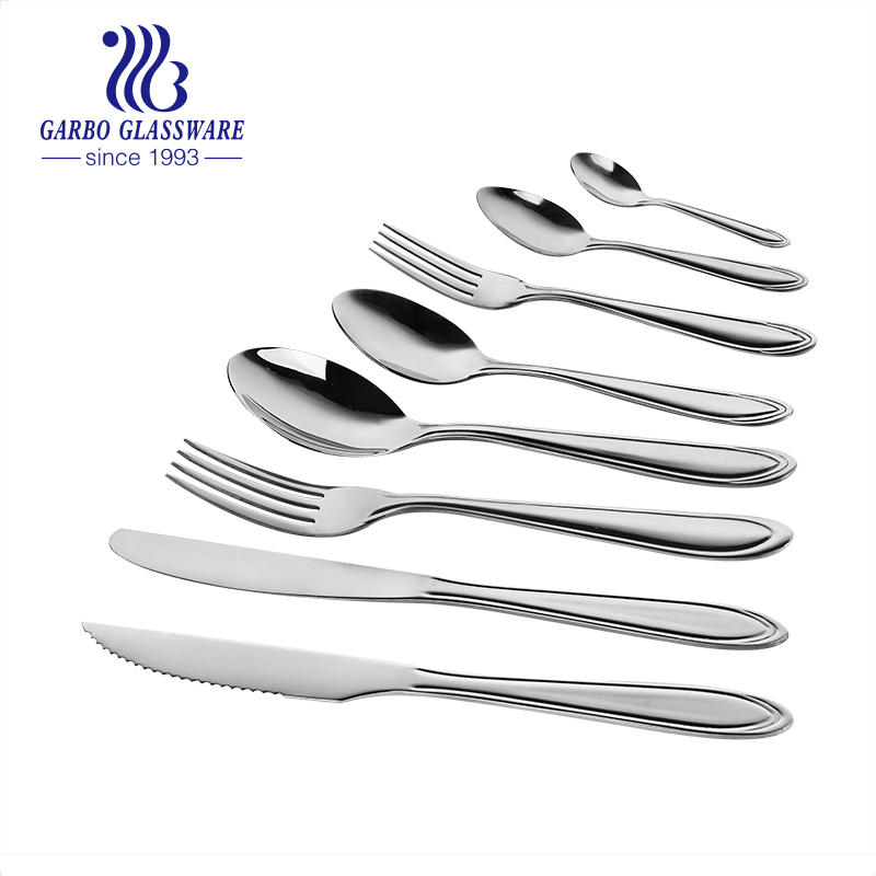 Handle Embossed Full Stainless Steel Flatware Set Europe American Market Hot Selling Decorative Cutlery Set