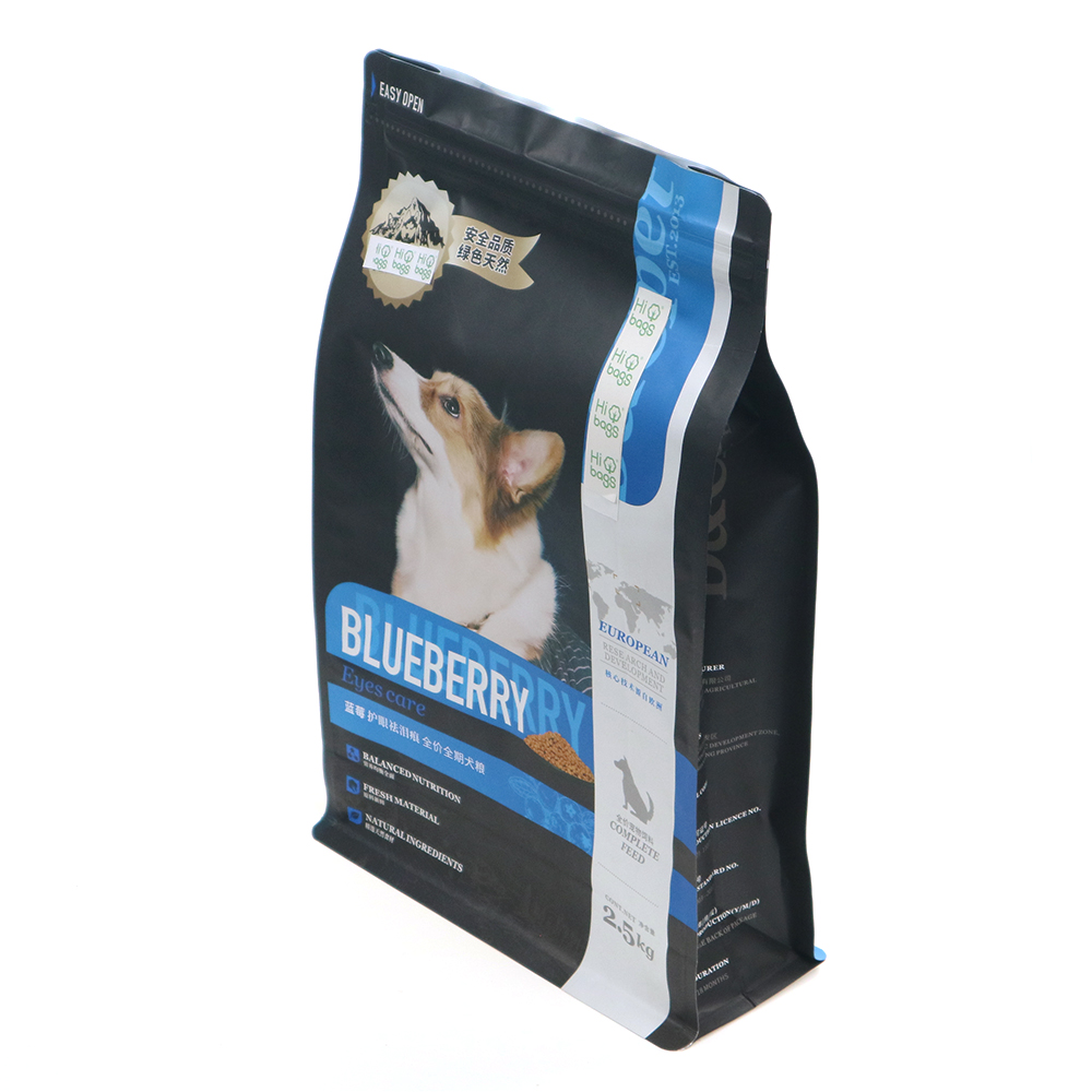High Barrier Flat Bottom Pouch for Dog Food Packaging with Easy Tear Zipper