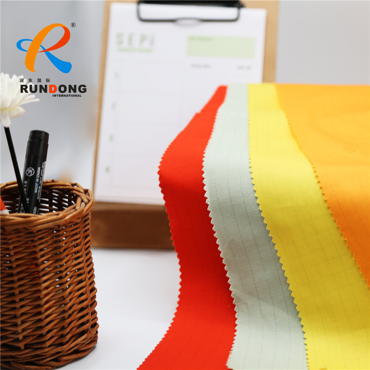 shandong rundong textile poly cotton 65/35 32*32 130*70 anti-static stripe twill fabric