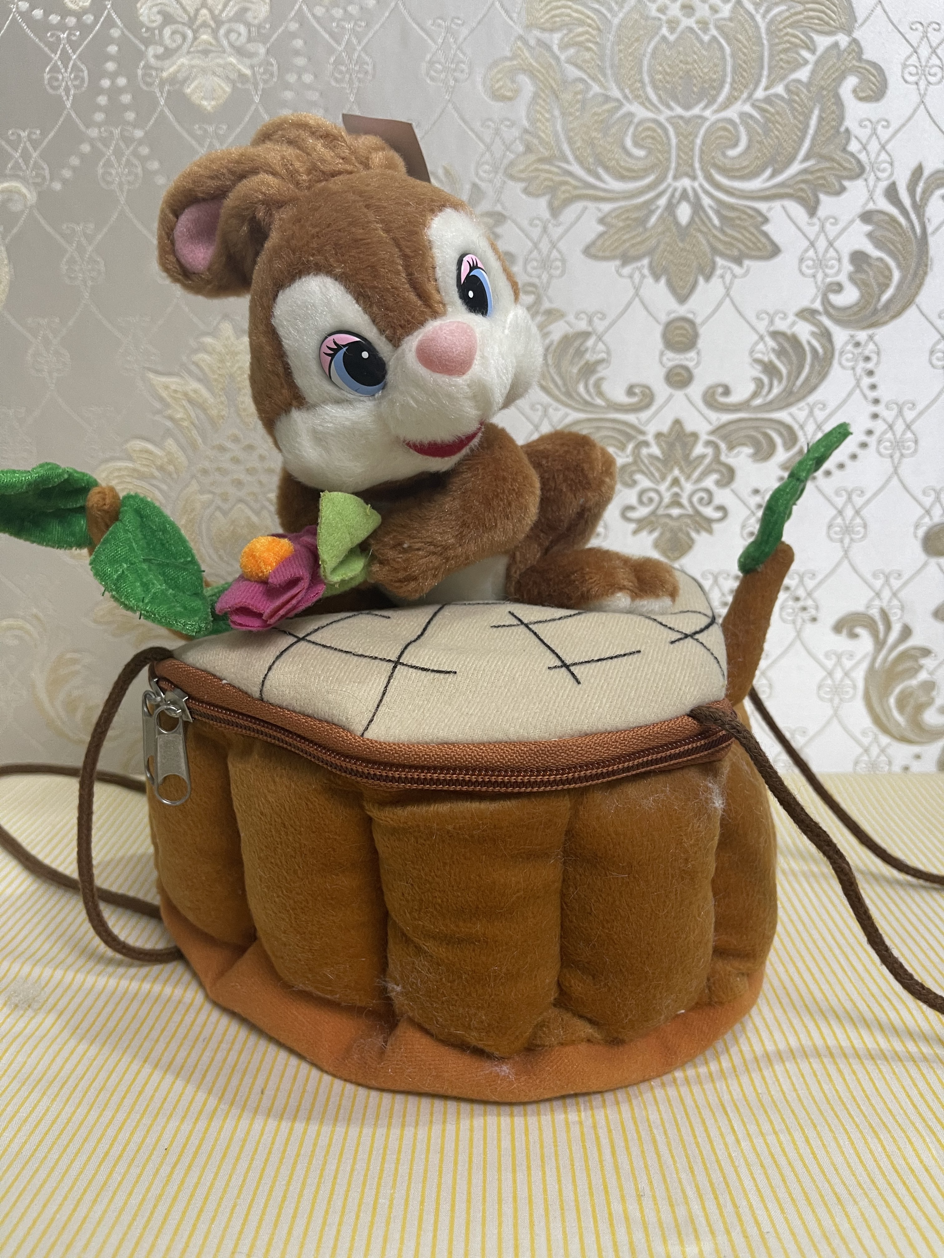 Rabbit Sitting on Tree Stump Candy Bag