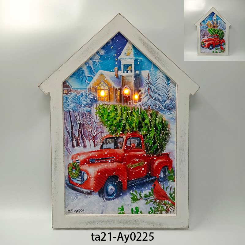 2022 New Design Special Shaped Paint Frame LED Light Christmas Decoration Painting