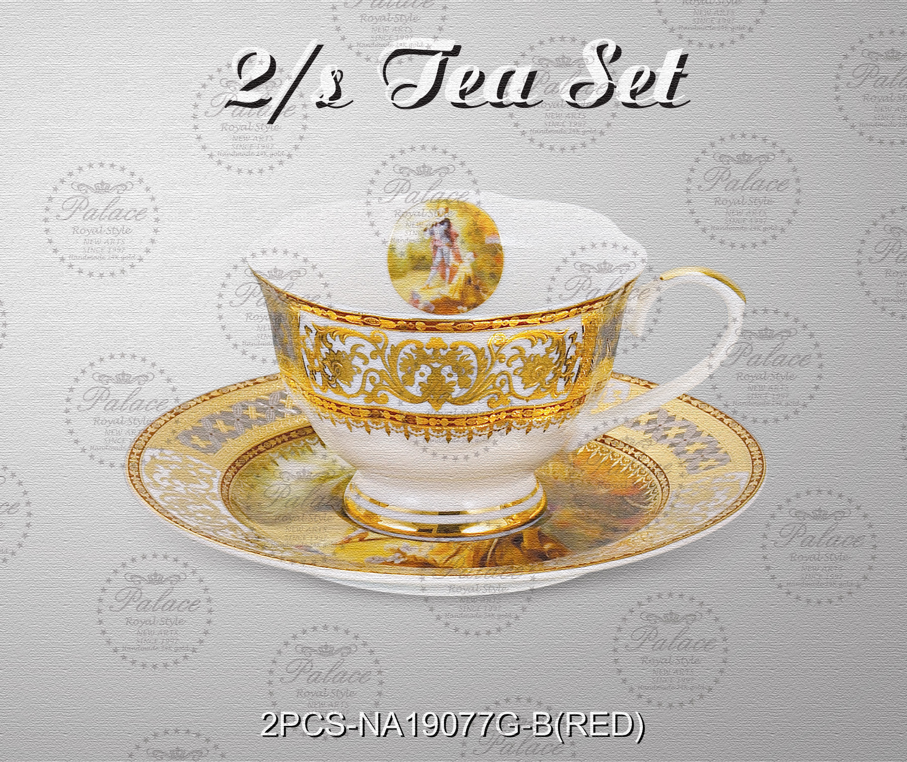 Emboss Gold New Bone China 2pcs Tea Set