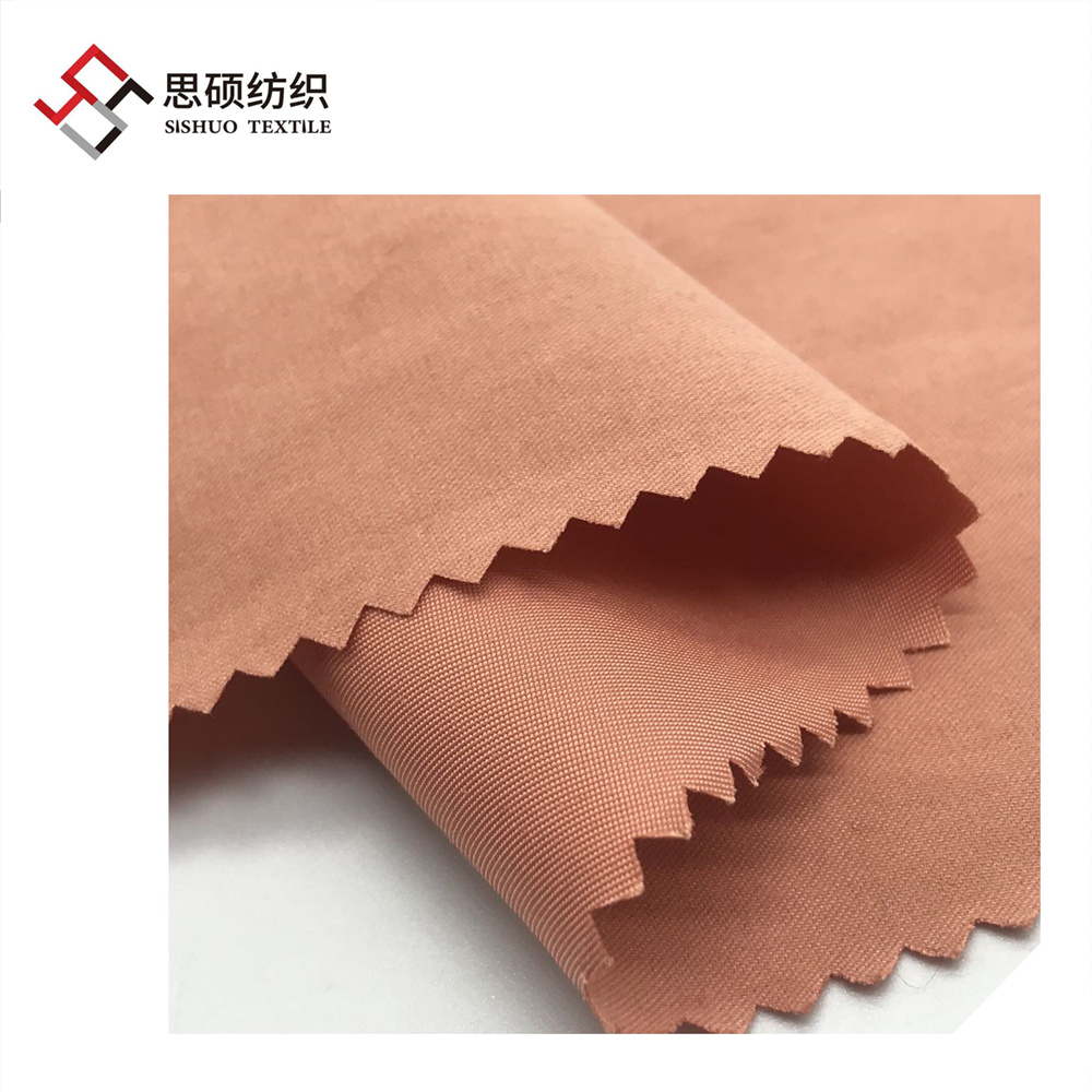 Recycled brushed 90% polyester 10% nylon twill peach skin fabric for outdoor jacket down coat