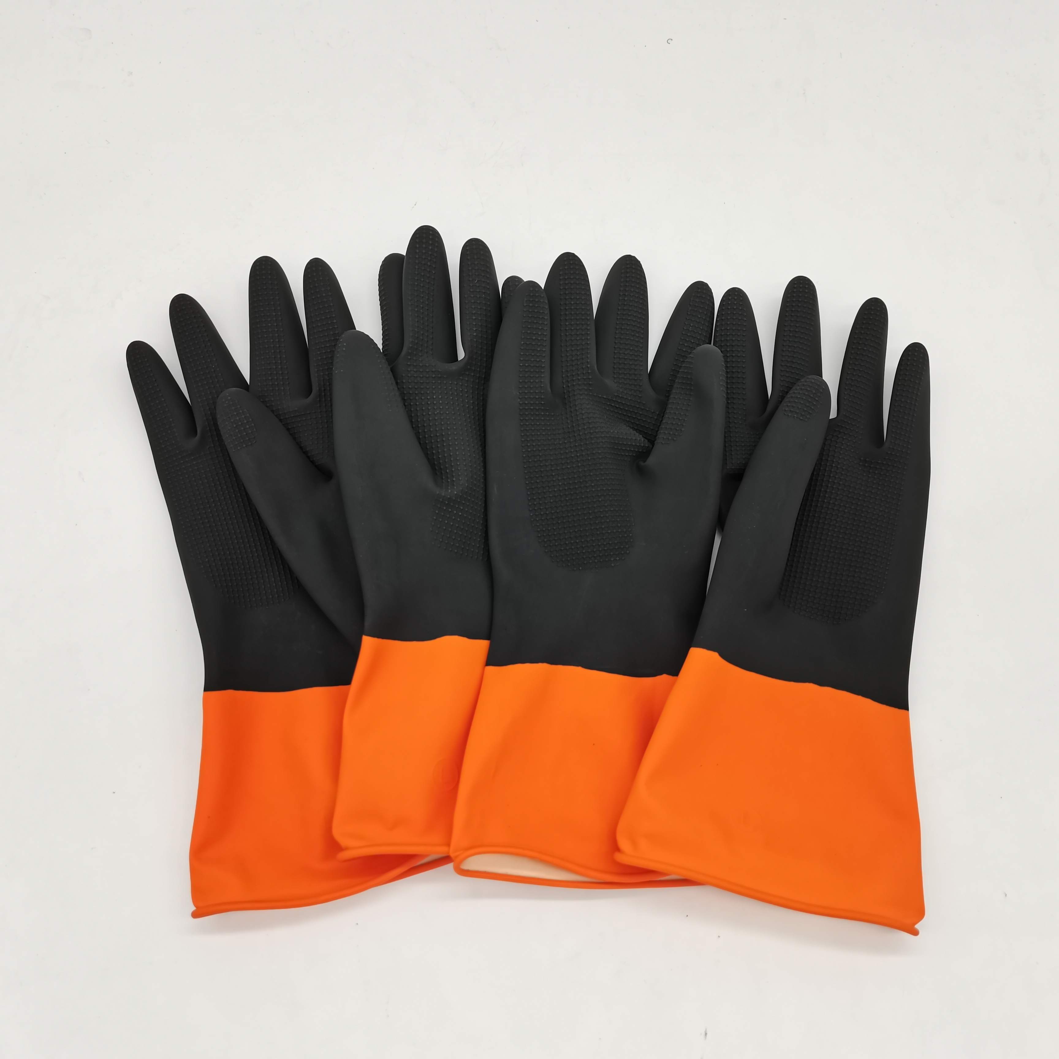 CE certified bi-color diamond grip industrial chemical resistant latex gloves for safety work