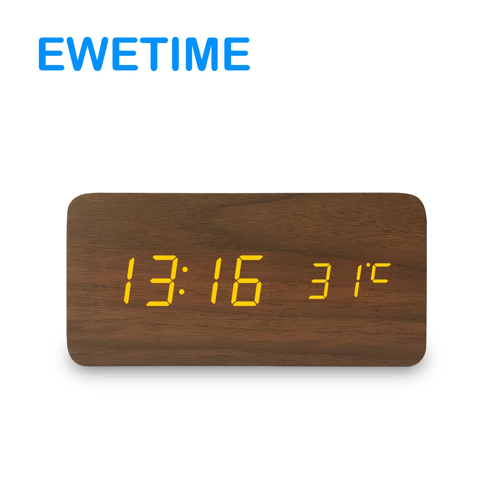 EWT8310 Wooden LED clock with Temperature