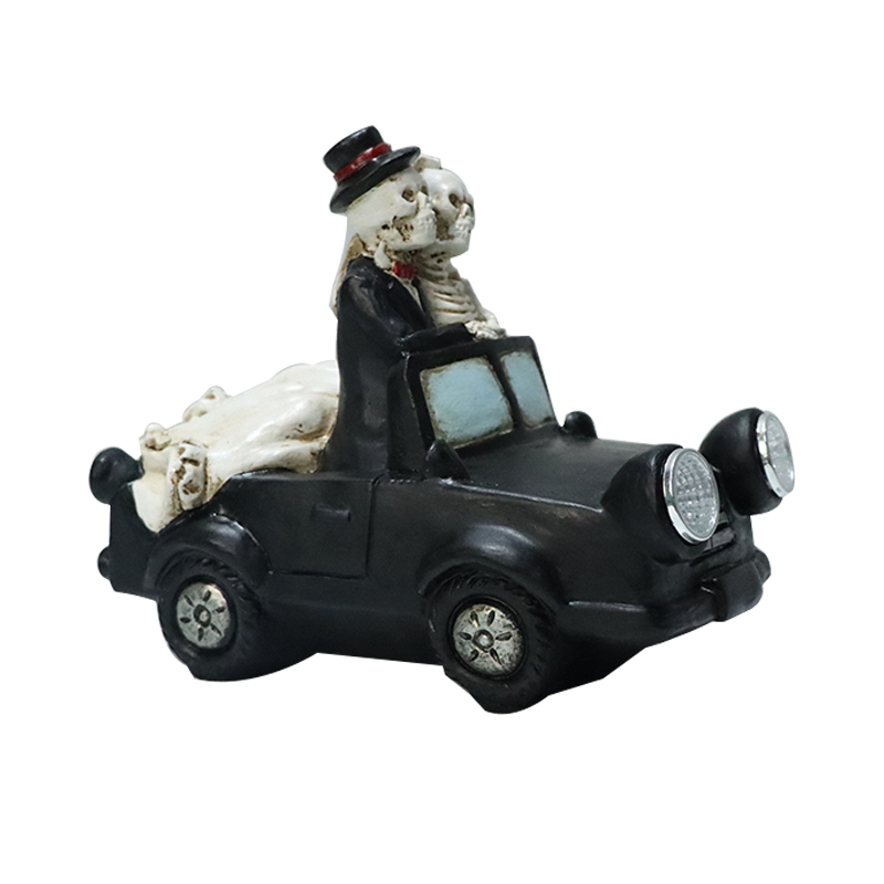 Custom Resin Halloween Bride and Groom Black Car Latest Creative Halloween Decorations Garden Outdoor
