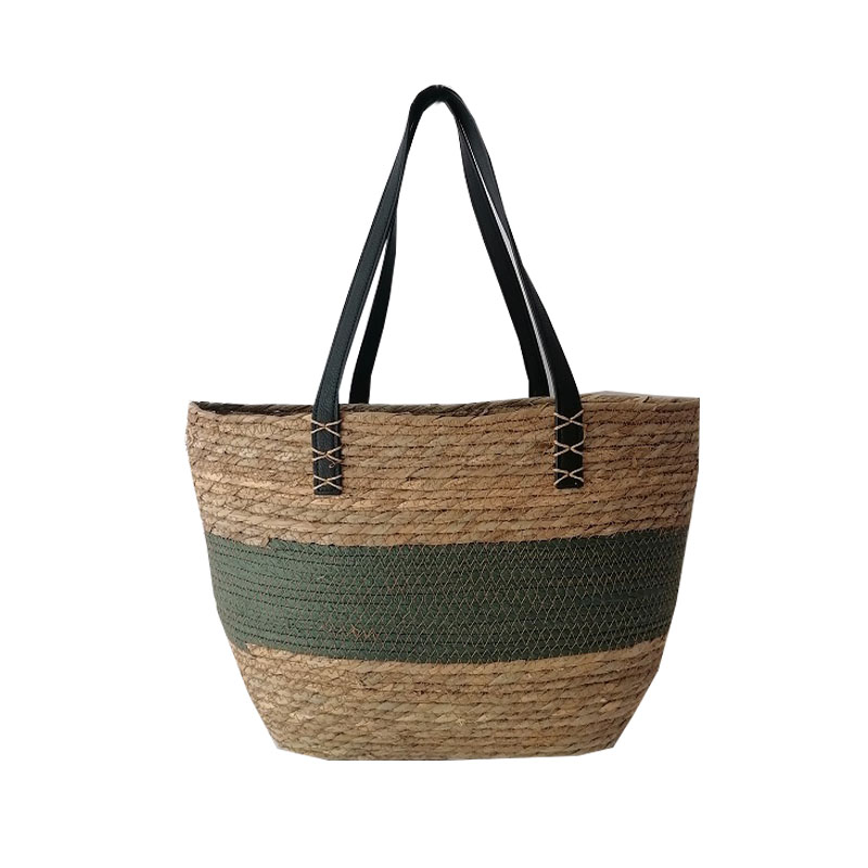PU handle,straw shopping bag tote bag