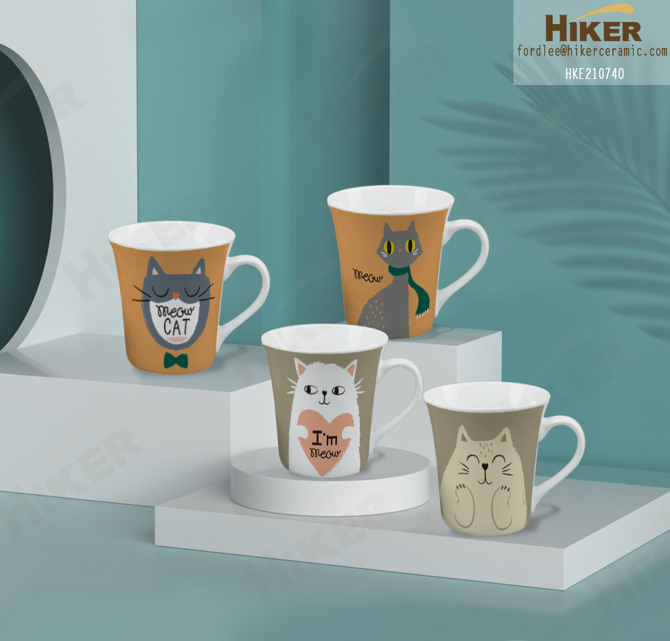 12oz Porcelain Mug Unique Coffee Cup with Animal