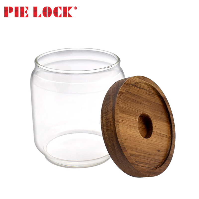 Glass Food Storage Jars with Acacia Wood Lids Kitchen Containers Food Preservation