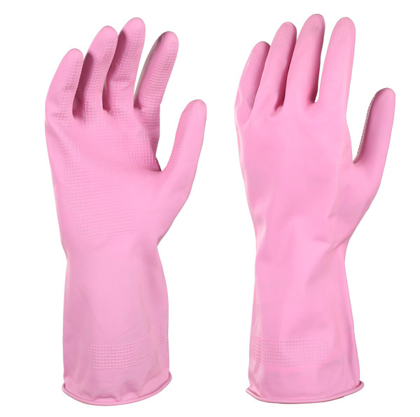Xingli pink unlined customized color household latex gloves for detegrents protection hand gloves