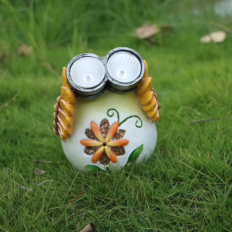 Solar energy system lights owl resin animals garden decoration animal decor fountain garden sets ornaments figurine