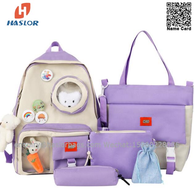 0929-17 Wholesale hot selling School Backpack Set Girls Womens Laptop Bookbag Casual Daypacks Fits Laptop Tote Bag and Pencil Case Haslor
