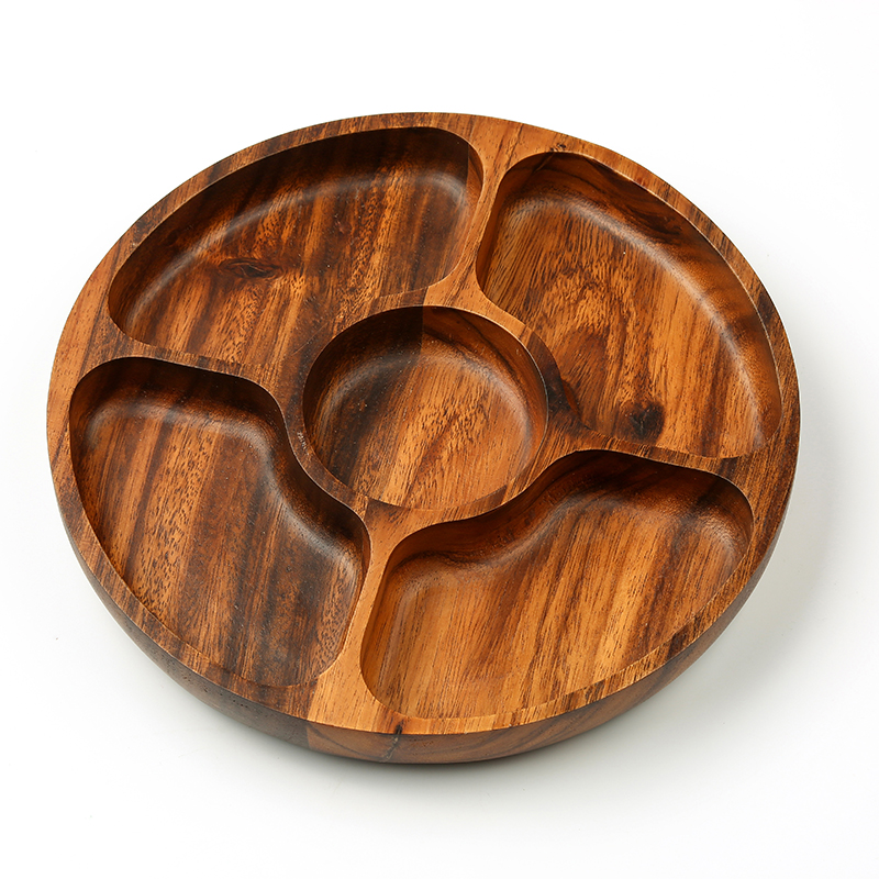 Acacia wood tray for nuts and snack
