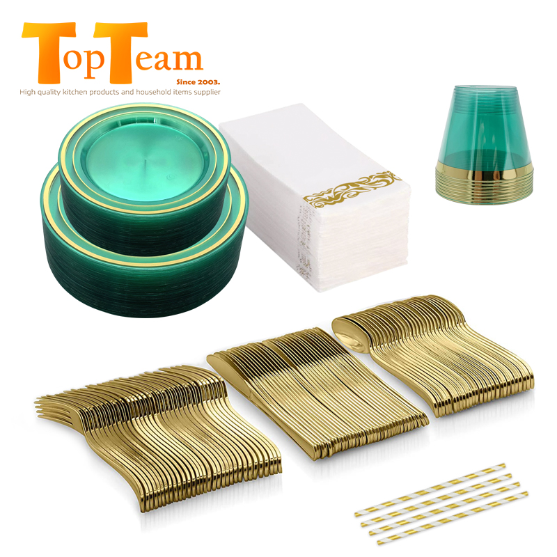 Dinnerware Set for 50 Guests Plastic Tableware Disposable Dinnerware Set