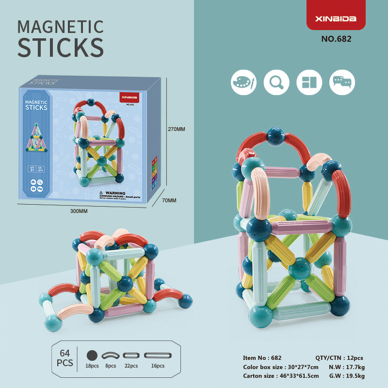 Magnetic Building Sticks Blocks Toys, Magnet Educational Toys Magnetic Blocks Sticks Stacking Toys Set for Kids and Adult