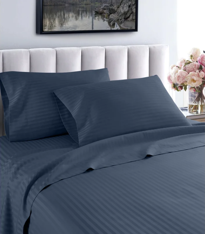 Hot-selling compressed stripe soft micorfiber flat sheet set