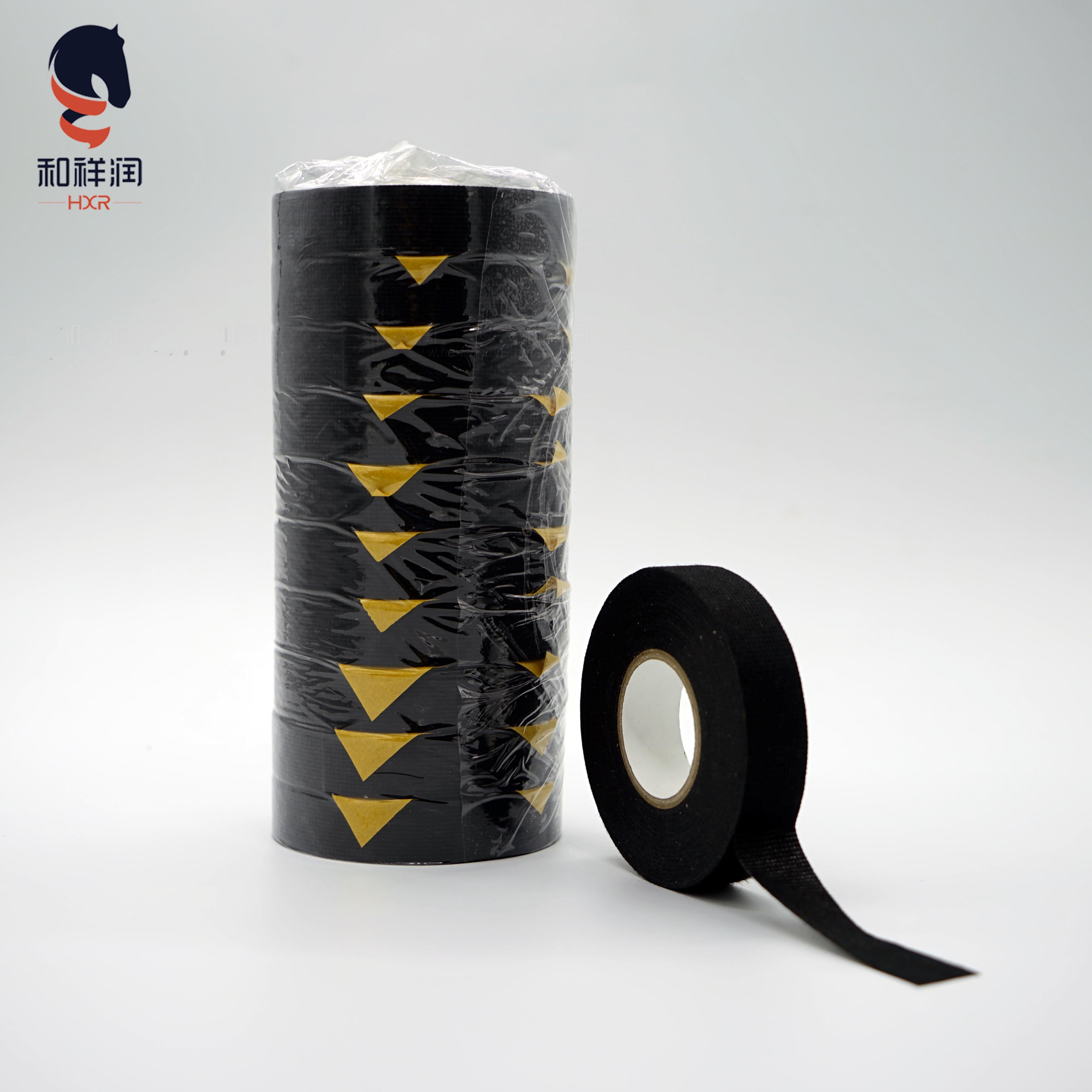 Black Automotive Polyester Fabric Pet Adhesive Cable Protection Wiring Harness Cloth Tape