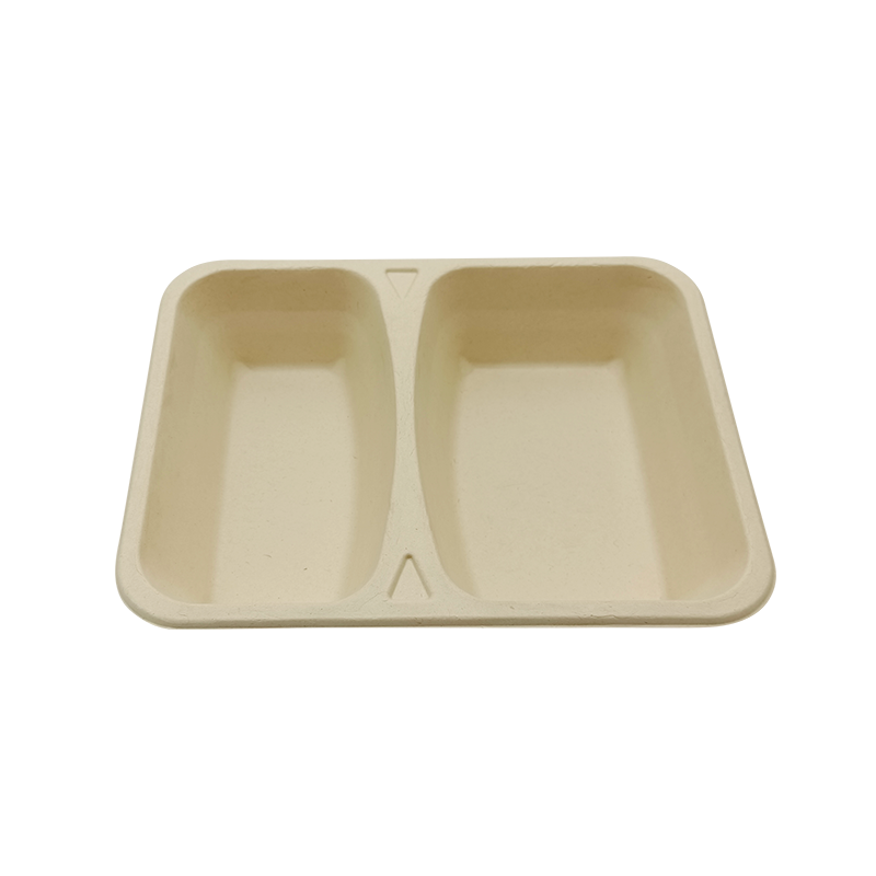 2 Compartment Sugarcane Bagasse Tray(227*178*48mm)