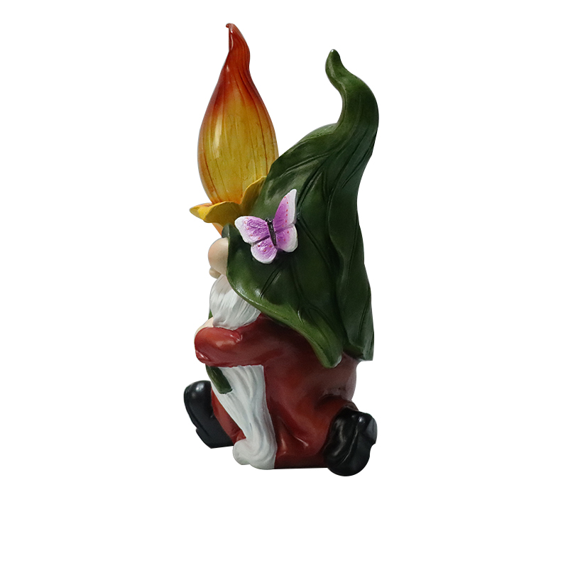 Custom resin garden solar energy system butterfly lamp lights gnome garden fountain statue sets garden ornaments figurine