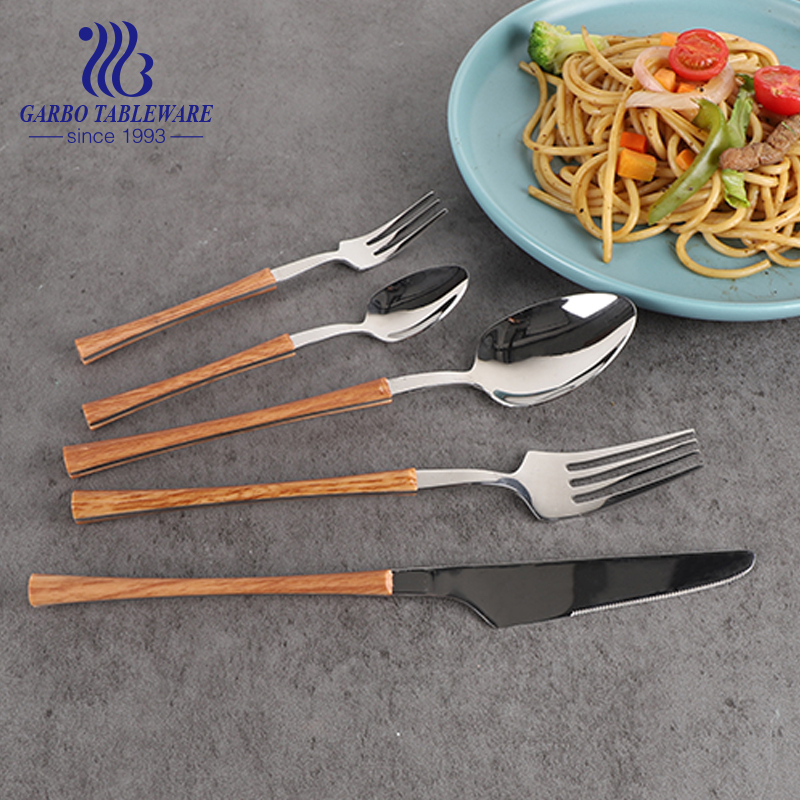 Brand new style metal stainless steel set with wooden handle