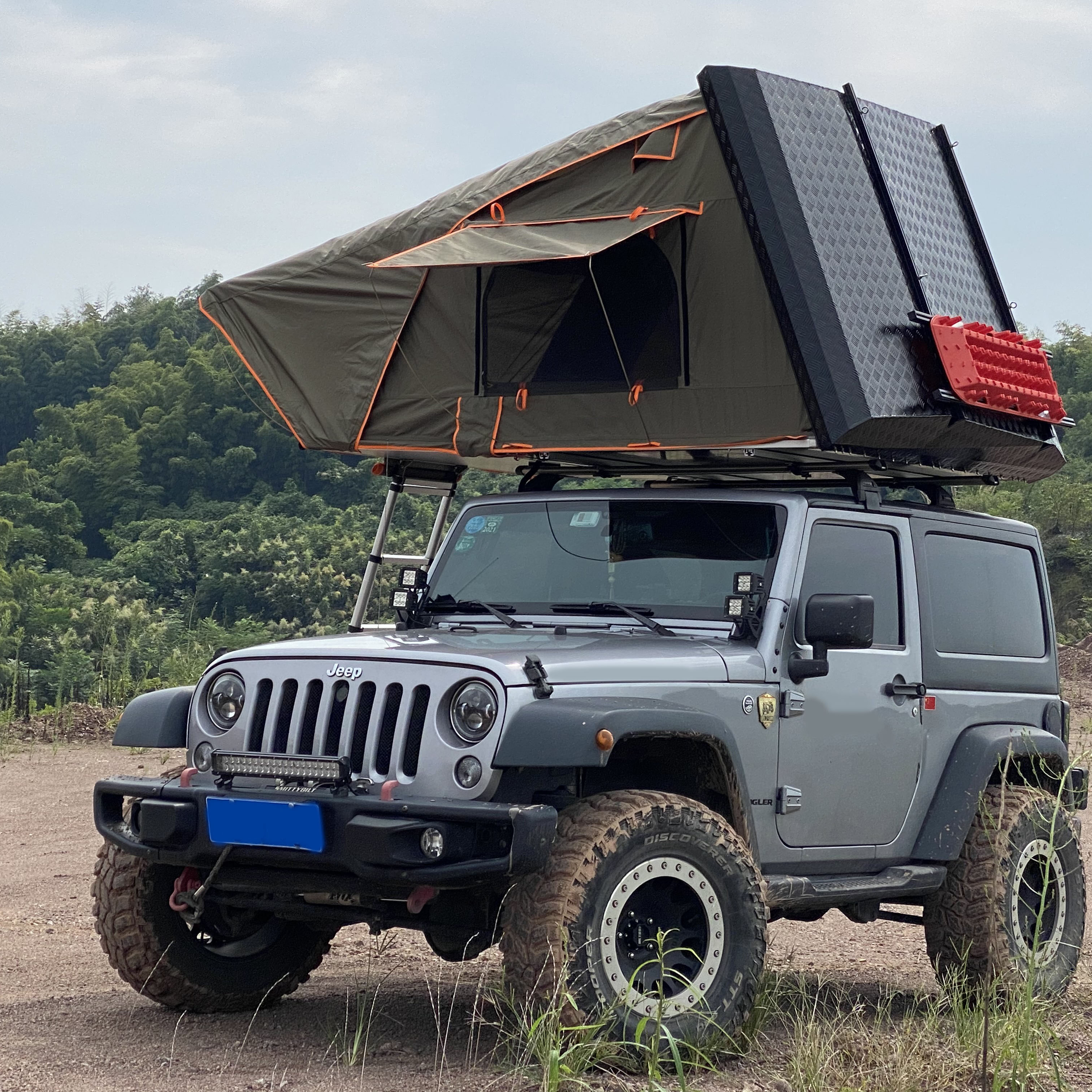 4x4 4wd Overland Aluminum Hard Top Car Rooftop Canvas Waterproof Camping Trailer Tent