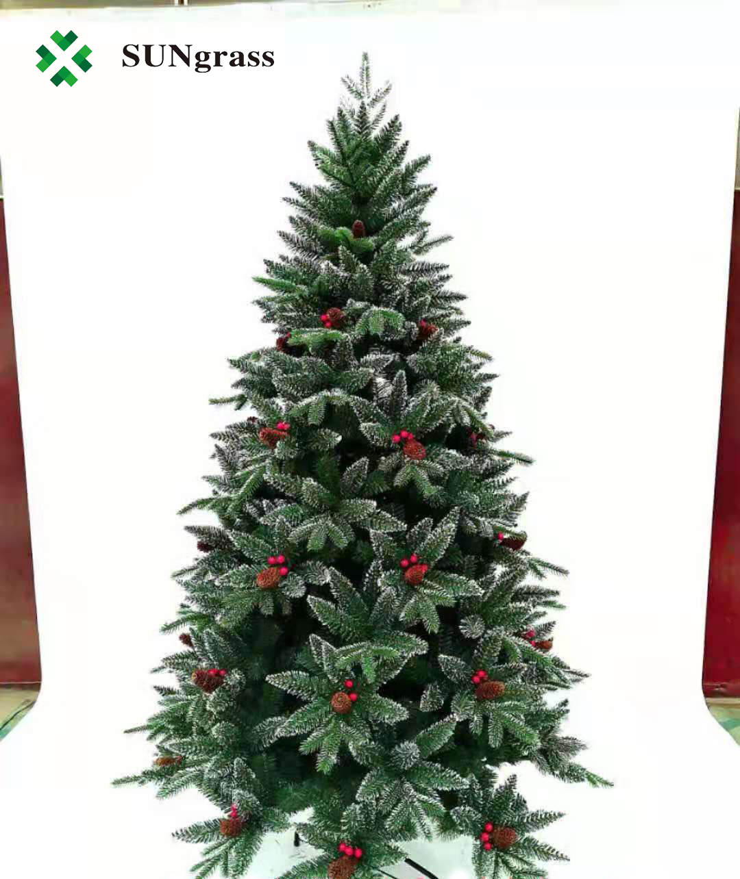 Customized Green Christmas Tree with Red decoration Artificial plant Christmas items height 1m~3m