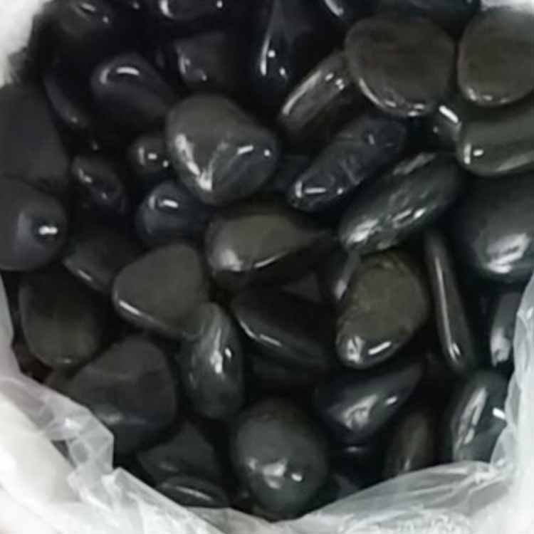 Black color super polished pebble stone