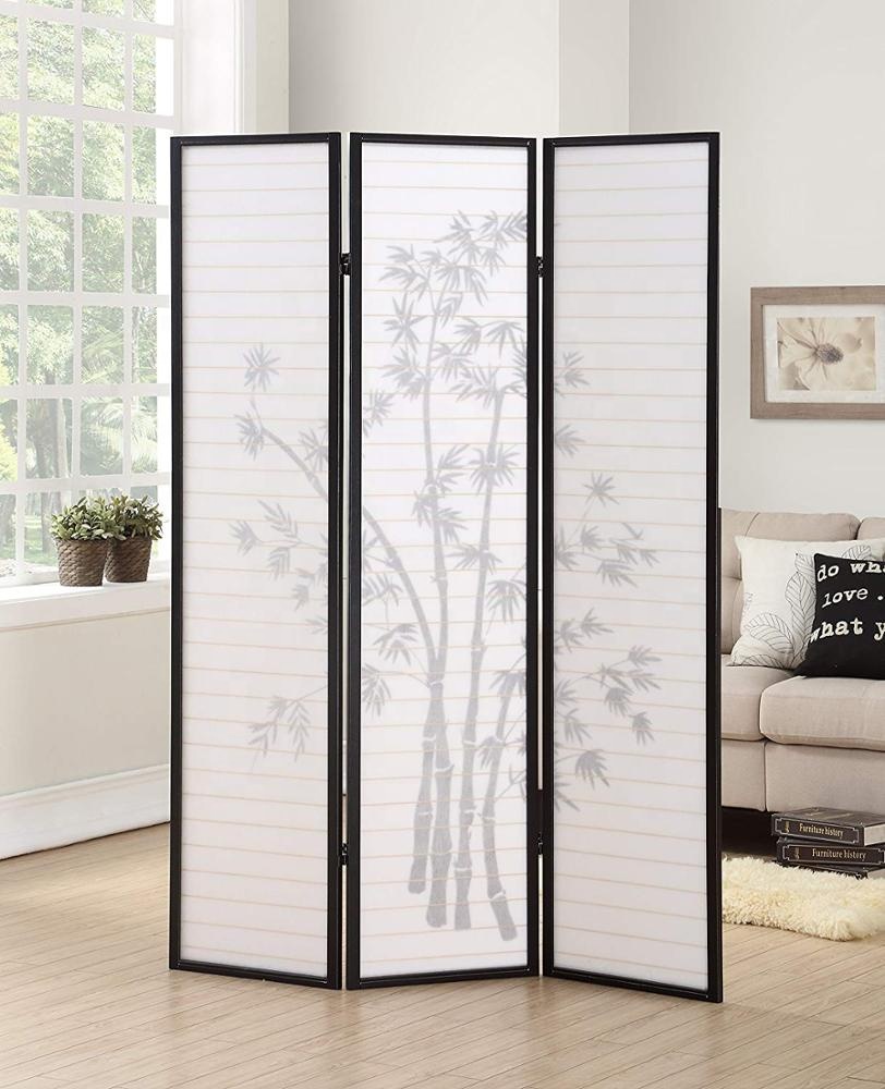 3 Panel Black Oriental Shoji Room Divider Screen