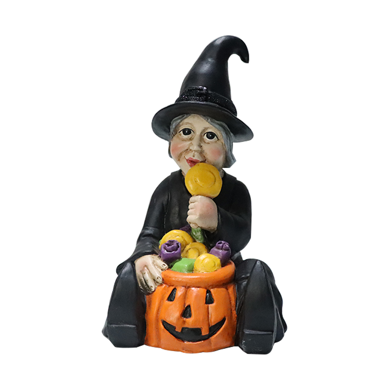 Custom resin Halloween cute women candy pumpkin Statue Decoration Garden custom indoor and outdoor decoration