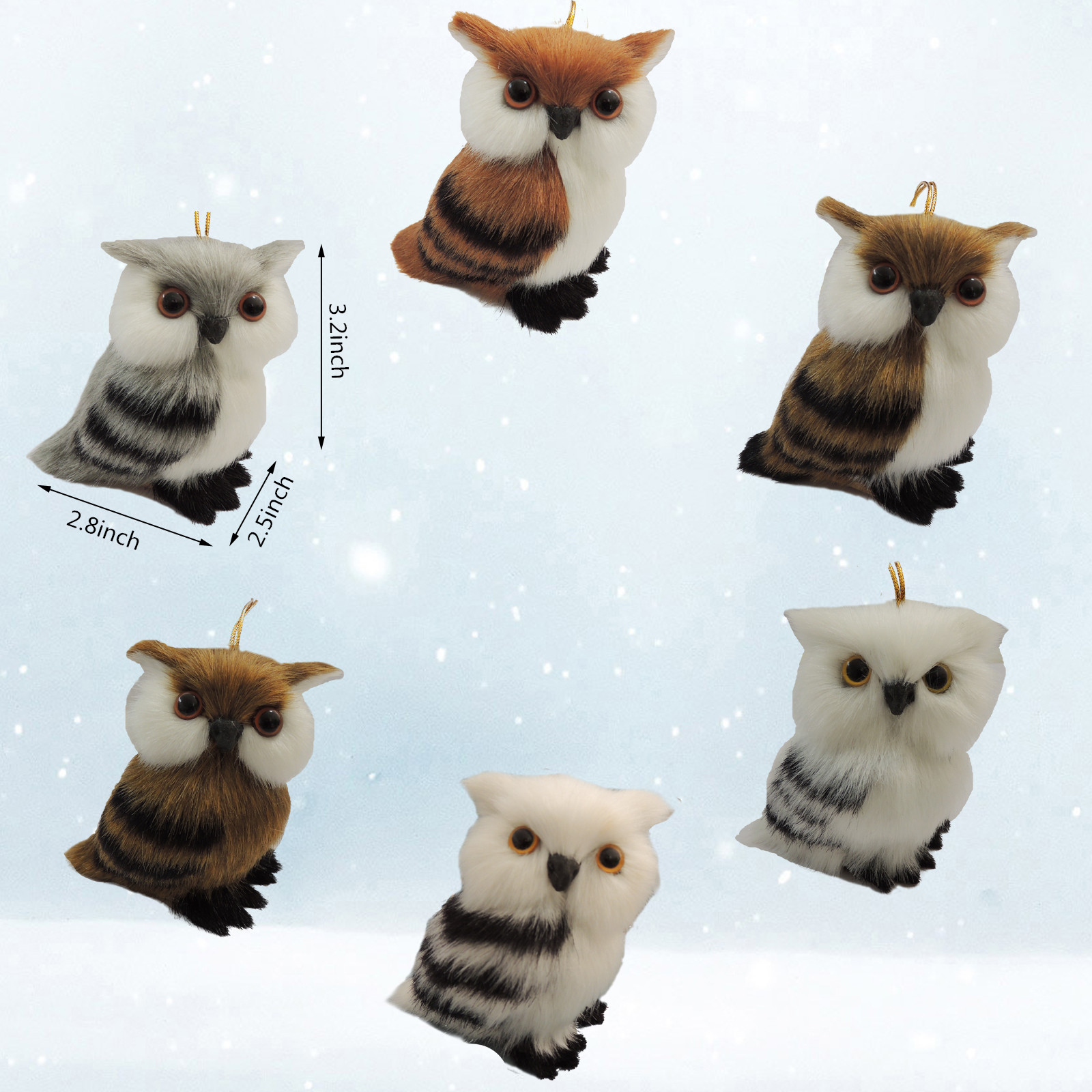 set of 6 owls
