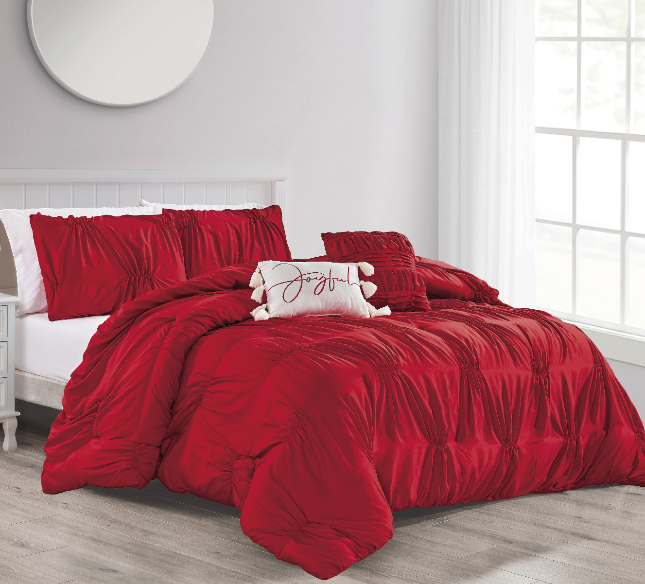 Luxury 5pc elastic embroidery comforter set